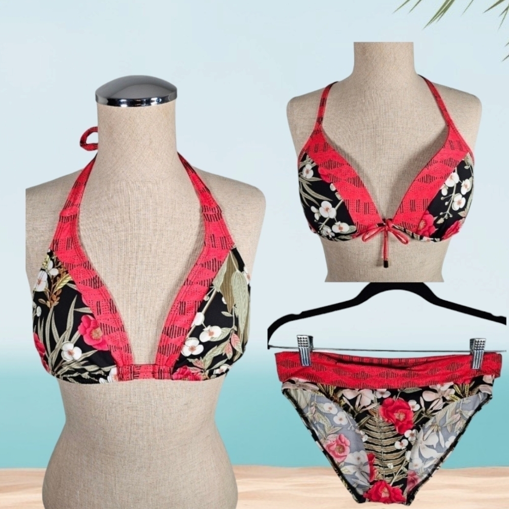 Skye Swimwear Floral Print 3 Piece Bikini Swimsuit Small